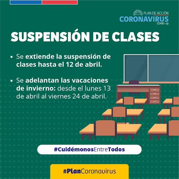 Mineduc extiende la suspensión de clases y adelanta las vacaciones de invierno